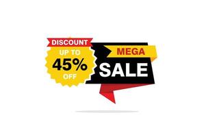 45 Percent discount offer, clearance, promotion banner layout with sticker style. vector