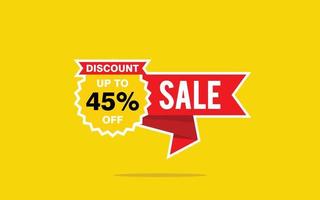 45 Percent discount offer, clearance, promotion banner layout with sticker style. vector