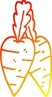 warm gradient line drawing cartoon carrots vector