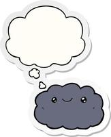 cartoon cloud and thought bubble as a printed sticker vector