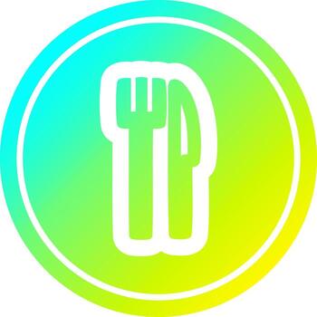 knife and fork circular in cold gradient spectrum vector