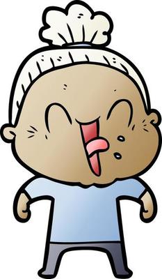 cartoon happy old woman