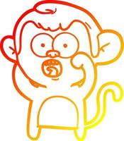 warm gradient line drawing cartoon shocked monkey vector