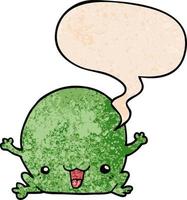 cartoon frog and speech bubble in retro texture style vector