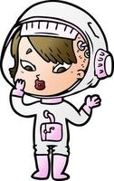 cartoon astronaut woman vector