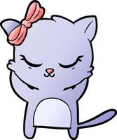 cute cartoon cat with bow vector