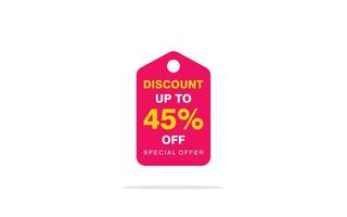 45 Percent discount offer, clearance, promotion banner layout with sticker style. vector