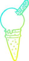 cold gradient line drawing cartoon ice cream vector