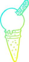 cold gradient line drawing cartoon ice cream vector