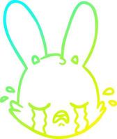 cold gradient line drawing cartoon crying bunny face vector