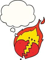 cartoon flaming heart and thought bubble vector