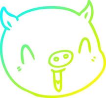 cold gradient line drawing cartoon pig face vector