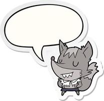 cartoon halloween werewolf and speech bubble sticker vector