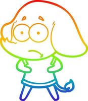 rainbow gradient line drawing cartoon unsure elephant vector