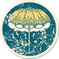 iconic distressed sticker tattoo style image of an umbrella and storm cloud