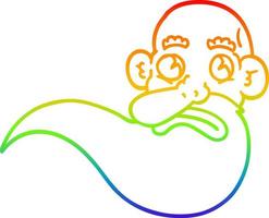 rainbow gradient line drawing cartoon grumpy old man vector