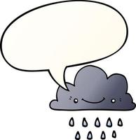 cartoon storm cloud and speech bubble in smooth gradient style vector