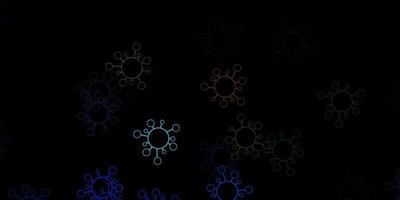 Dark multicolor vector backdrop with virus symbols.
