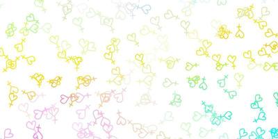 Light Multicolor vector backdrop with woman's power symbols.