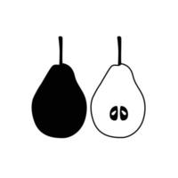 Pear Silhouette. Black and White Icon Design Elements on Isolated White Background vector