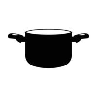 silueta de olla de cocina. elementos de diseño de iconos en blanco y negro sobre fondo blanco aislado vector