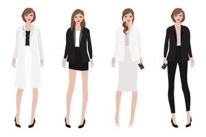 working woman in beautiful black and white outfit collection vector