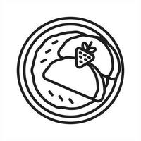 Strawberry pancakes on a plate outline icon vector
