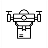 icono de línea de drone de entrega de paquetes vector