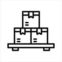 Pile of shipping boxes line icon vector