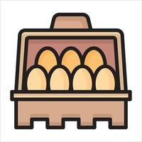 Eggs icon vector with outline color style isolated on white background