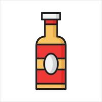 Syrup bottle outline color icon vector