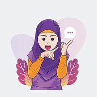 hiyab niña señala algo ilustración vectorial descarga gratuita vector
