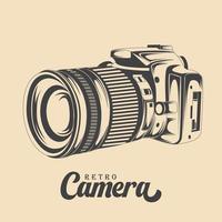 Retro DSLR Camera. Hand drawn retro style photo camera vector illustration
