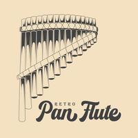 Retro Wind musical instrument Pan Flute Vector Drawing