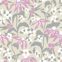 Vector hand-drawn flower illustration seamless repeat pattern