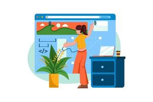 concepto de ilustración de diseñador web sobre fondo blanco vector