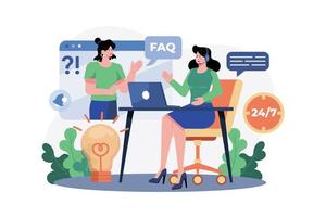 Service guide answers customer FAQ. vector