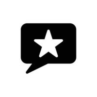 Send feedback icon with bubble speech and star in black solid style vector