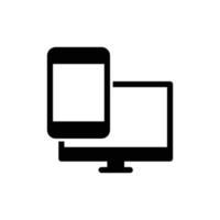 Smartphone and desktop screen imonitor con in black solid style vector