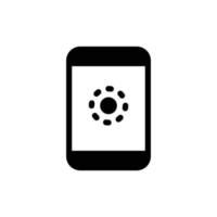 icono de carga del teléfono o huella dactilar en pantalla en estilo sólido negro vector