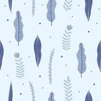 Seamless pattern with blue flowers and leaves. Creative floral texture. Great for fabric, textile Vector Illustration