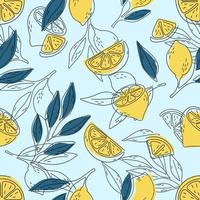 Seamless pattern of hand drawn lemons. Doodle hand drawn pattern vector