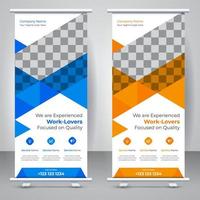 diseño de plantilla de banner enrollable moderno y creativo. plantilla de diseño de banner x standee corporativo abstracto de negocios elegante. vector