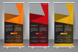 Elegant business roll-up banner template design. Creative modern abstract corporate standee X banner layout template. vector