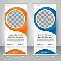 Creative modern roll up banner template design. Elegant business abstract corporate standee X banner layout template. vector