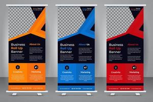 Creative modern roll up banner template design. Elegant business abstract corporate standee X banner layout template. vector