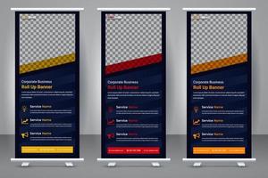 Creative modern roll up banner template design. Elegant business abstract corporate standee X banner layout template. vector