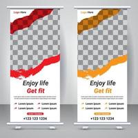 Elegant business roll up banner template design. Creative modern abstract corporate standee X banner layout template. vector