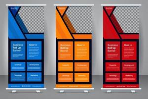 Elegant business roll-up banner template design. Creative modern abstract corporate standee X banner layout template. vector