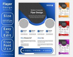 Creative modern business Flyer template design. A4 corporate leaflet design with four color variation. vector